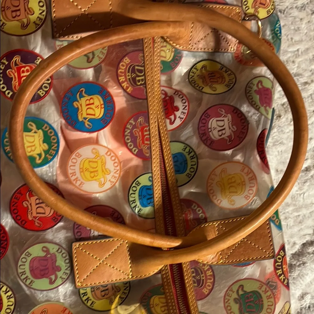 Dooney & Bourke Red and Yellow Travel Bag with Leather Trim - Picture 2 of 4